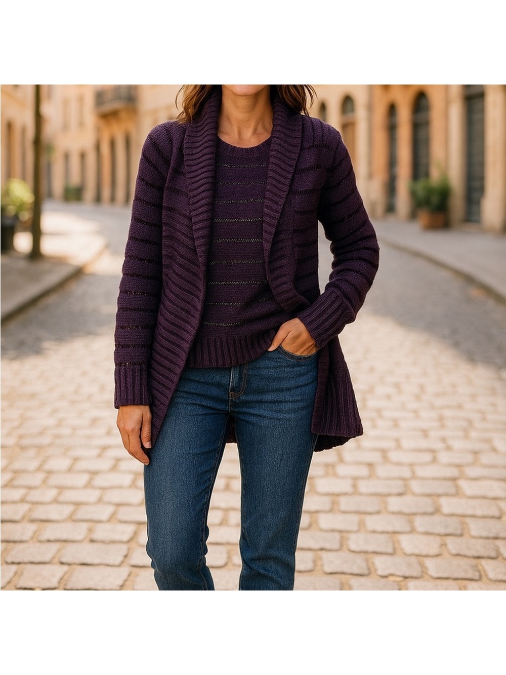 Women’s Plum/Purple Cardigan Sweater~Size Medium